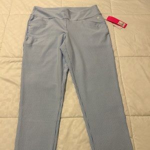 Light Blue & White Seersucker Pull-On Pants